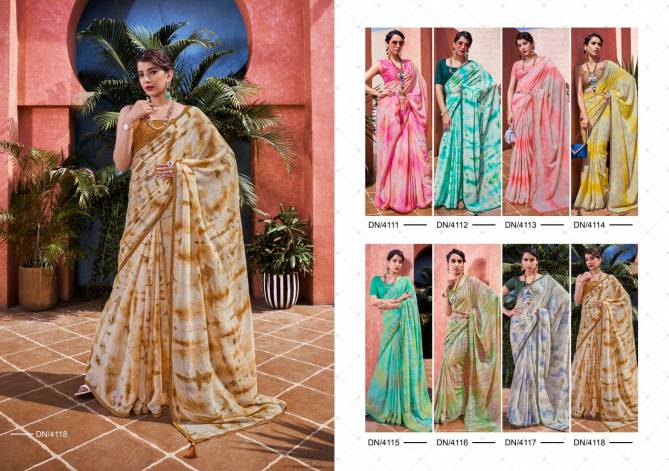 5D Designer Marie Gold 4111- 4118 Wholesale Printed Sarees Catalog